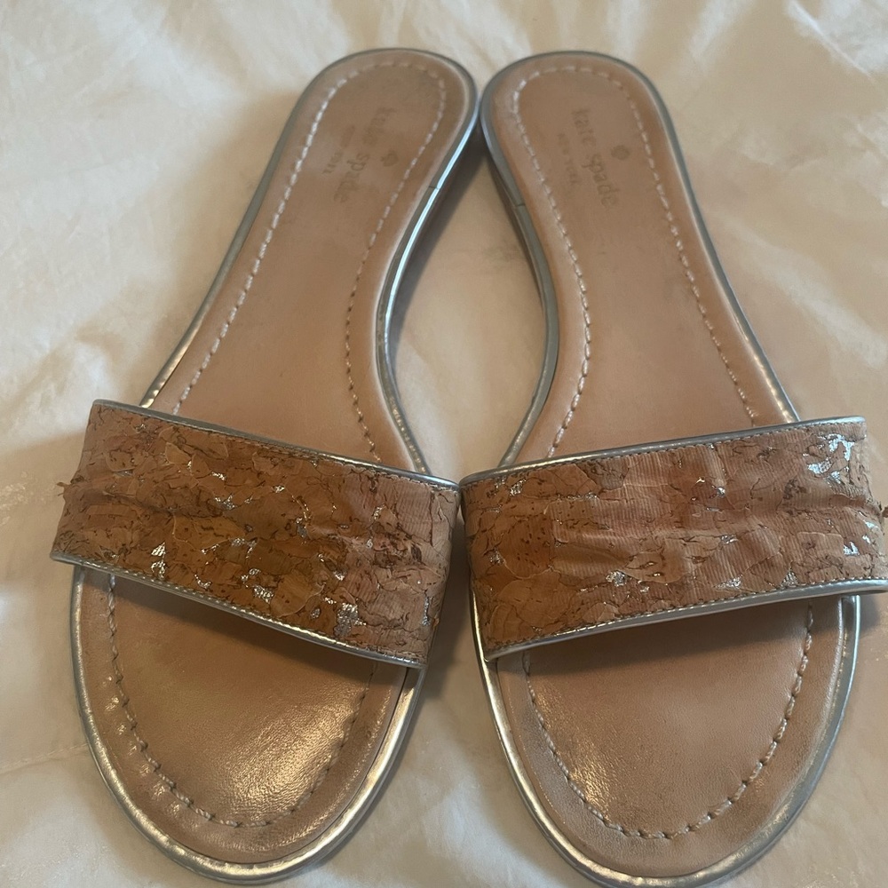 Kate Spade Tan and Silver Sandals